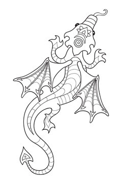 Drawing a dragon in cartoon style
