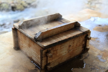 杖立温泉の蒸し場