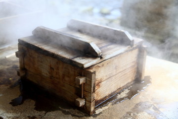 杖立温泉の蒸し場