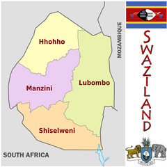 Swaziland Africa national emblem map symbol motto