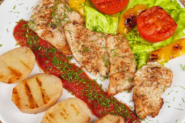 Tasty fish pike perch fillet