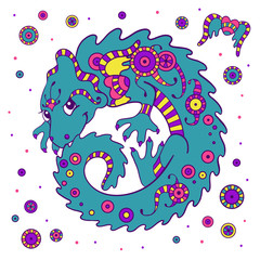 Obraz premium Cute little dragon in ethnic style