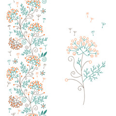 Seamless floral border and flower