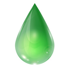 drop of green on a white background