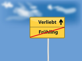 Ortsschild gelb fruhling verliebt