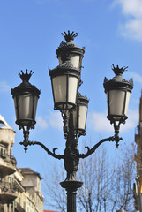 Fototapeta na wymiar Ornate cast iron lamp post. Barcelona. Spain