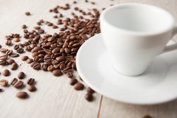 coffee cup with coffee beans