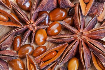 macro view of dried Anise seeds