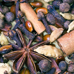 various spices for mulled wine