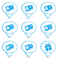 cartes cadeaux sur signet bleu