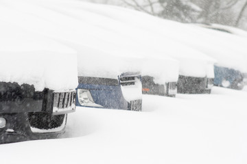 Cars in snowdrift