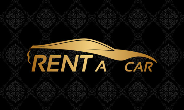 Golden car logo on floral texture