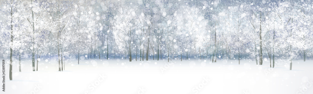 Canvas Prints vector of winter landscape, snowfall in forest..