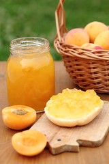 Glass with apricot jam