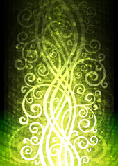 Abstract green vector floral illustration.