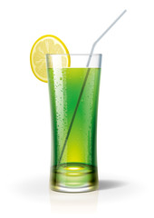 A glass with a cocktail