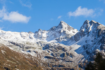 Mountain peaks in the alp