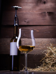 wine glasses and bottles