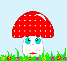 Cute happy mushroom