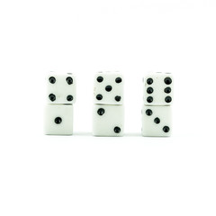 white old dice on a white - button white casino dices