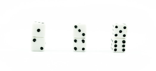 white old dice on a white - button white casino dices