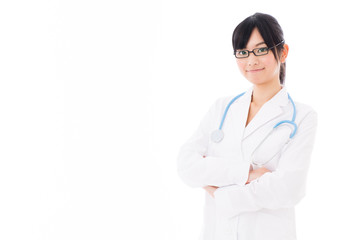 Fototapeta premium attractive asian doctor on white background