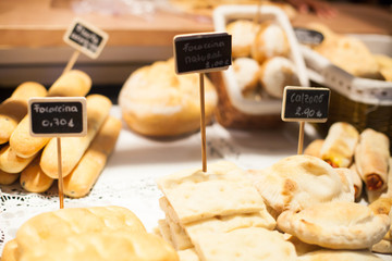 Traditional bread market in Spain.