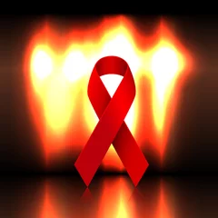 Foto op Aluminium Red burning ribbon HIV  AIDS awariness © picadillu