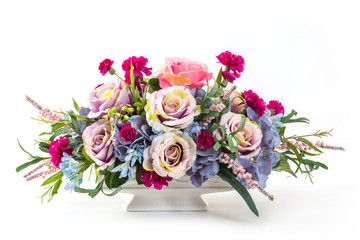 Bouquet of flowers in ceramic pot
