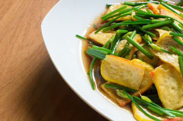 Fried Chinese Chives with yellow soybean curd
