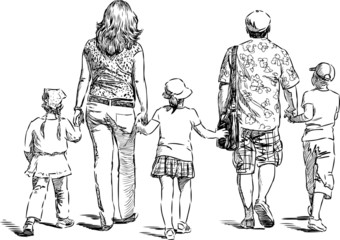 Family on walk