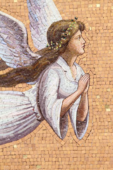antique angelic decoration, mosaic on wall