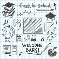 freehand drawing back to school in a notebook - 53903845