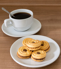 Closeup of cookies and a cup of coffee