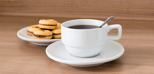 Closeup of cookies and a cup of coffee
