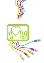 I love you symbol with colourful network cable