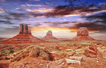 The Monument Valley with beautiful sky.