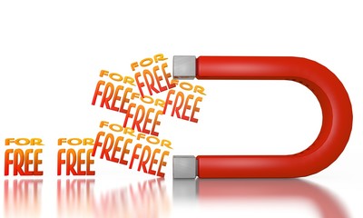 3d graphic of a friendly free symbol attracted by an magnet