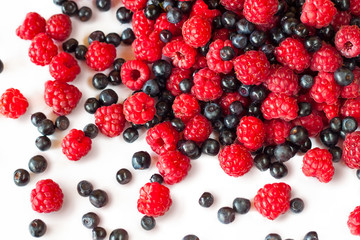 raspberries and blueberries