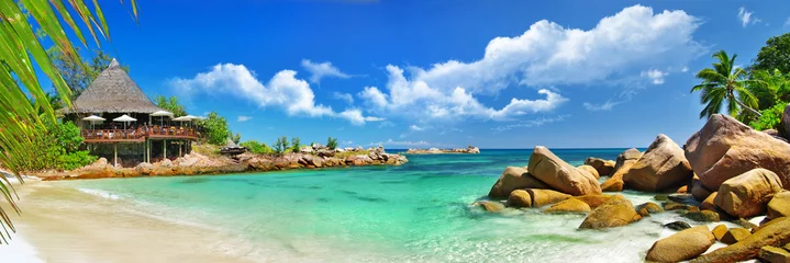 Foto op Plexiglas vakantie in tropisch paradijs. Seychellen eilanden © Freesurf