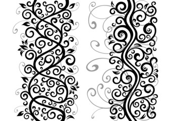 Set of two vector floral illustrations.