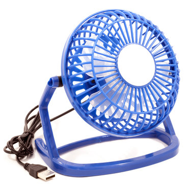 blue mini fan for desktop with usb socket