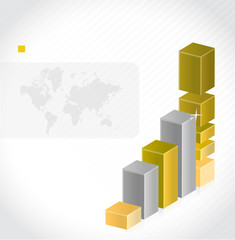 Fototapeta premium orange graph chart background. and world map