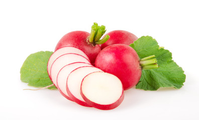 Fresh Radishes with Green Leaves
