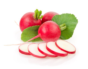 Fresh Radishes with Green Leaves