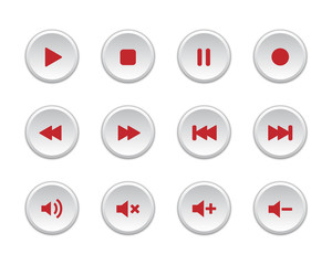 Red media player buttons