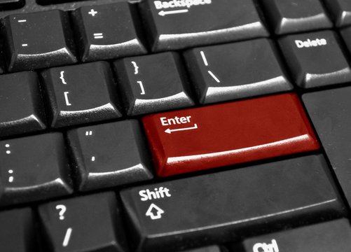 Keyboard with red Enter key