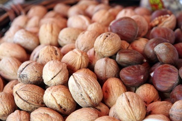 Walnut harvest, Sicily, Italy