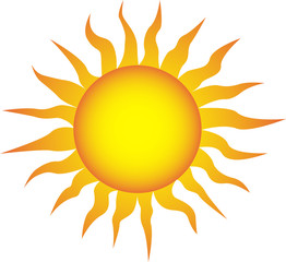 Symbol of the sun on a white background
