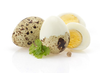 quail eggs on white
